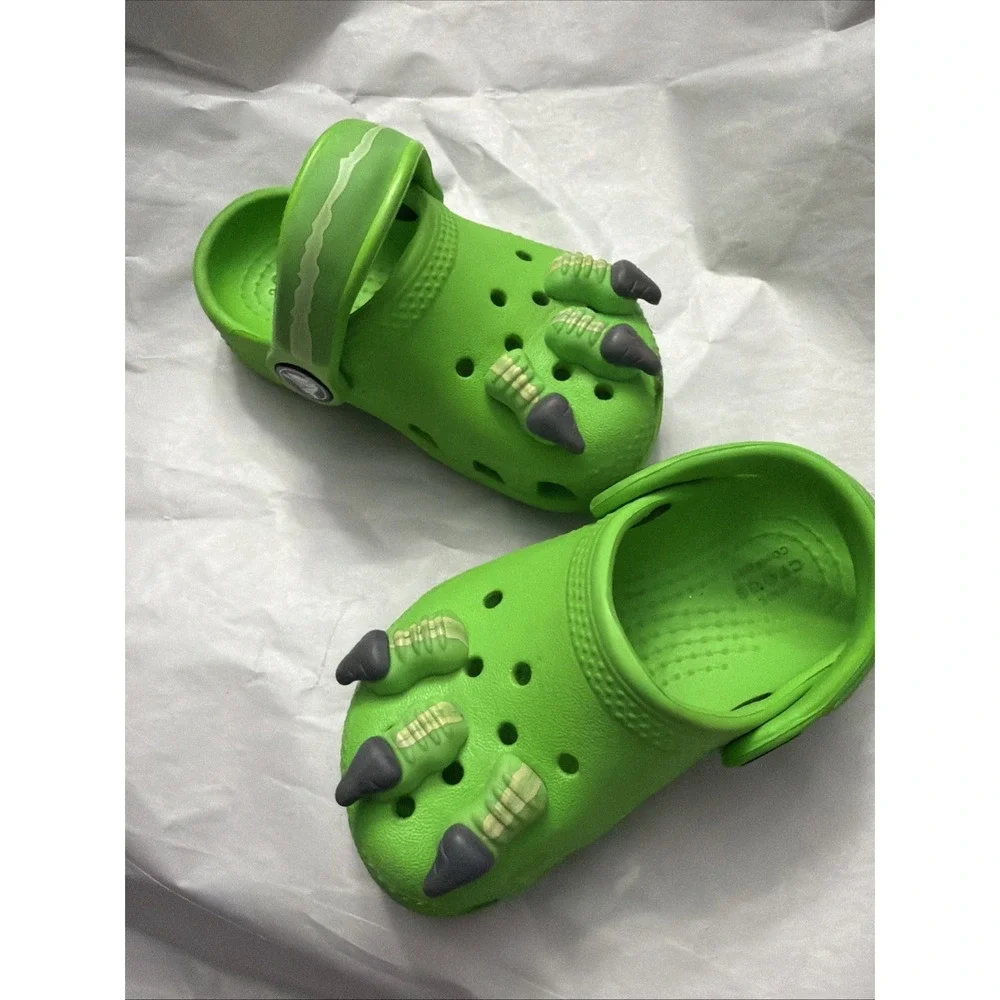 Crocs Baby Toddler Boys 5/5C Dinosaur Claws Green Slip On Shoes Clogs